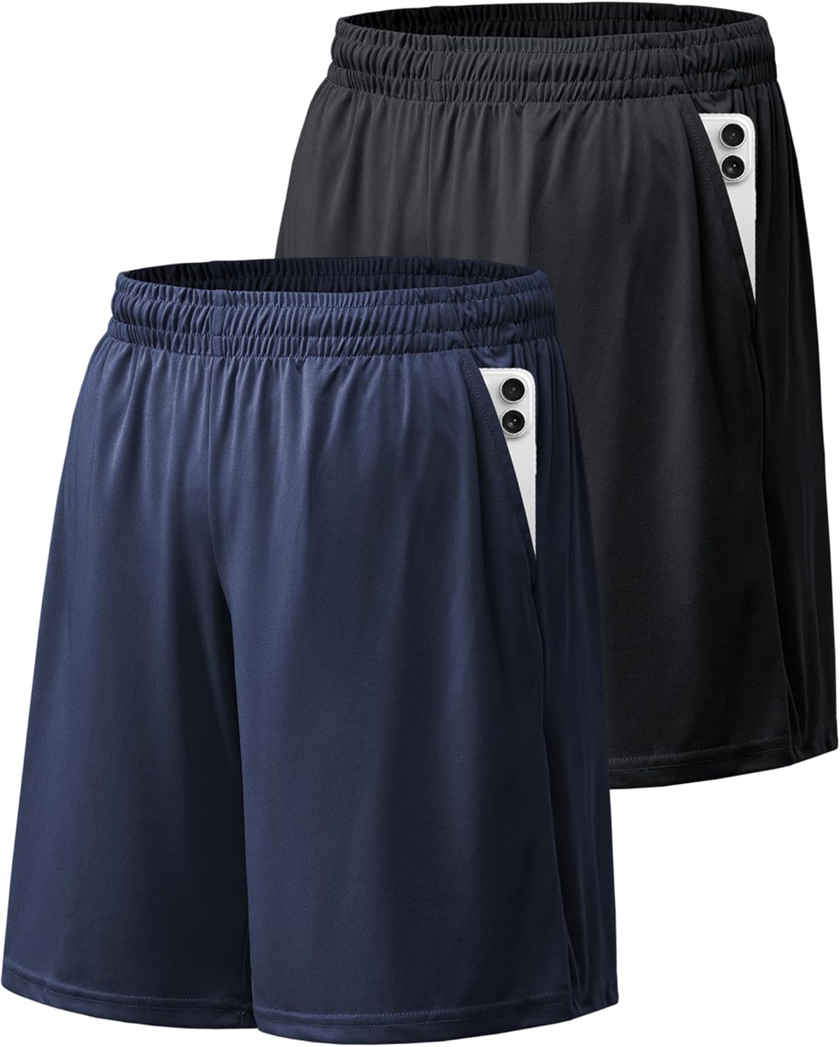 Ultimate Performance Men's Athletic Shorts: Quick-Dry Fabric, Dual Pockets, and Elastic Waistband
